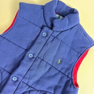 [VINTAGE] Polo Ralph Lauren Puffer Vest Blue Red‎ Quilted Medium